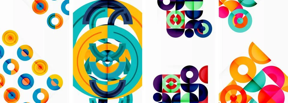Round geometric elements and circles in background design for wallpaper 库存插图