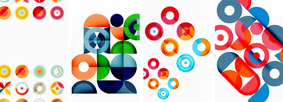 Round geometric elements and circles in background design for wallpaper Stockillustratie