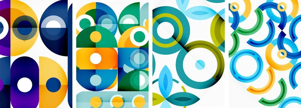 Round geometric elements and circles in background design for wallpaper イラスト素材