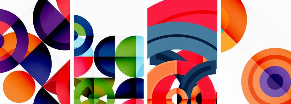 Round geometric elements and circles in background design for wallpaper Stock Illustration