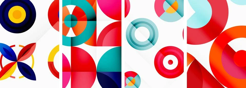 Round geometric elements and circles in background design for wallpaper Illustrazione stock