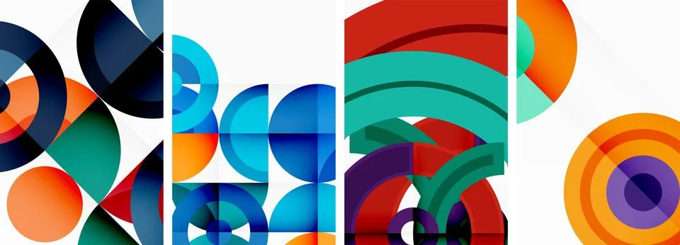 Round geometric elements and circles in background design for wallpaper Stock Illustration