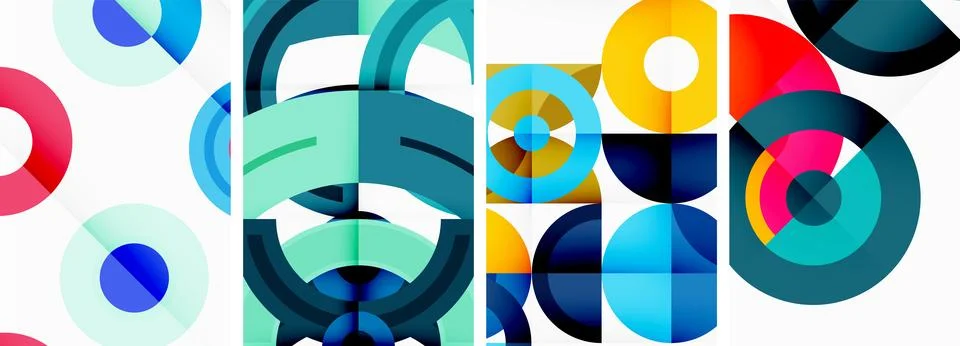 Round geometric elements and circles in background design for wallpaper Stock Illustration