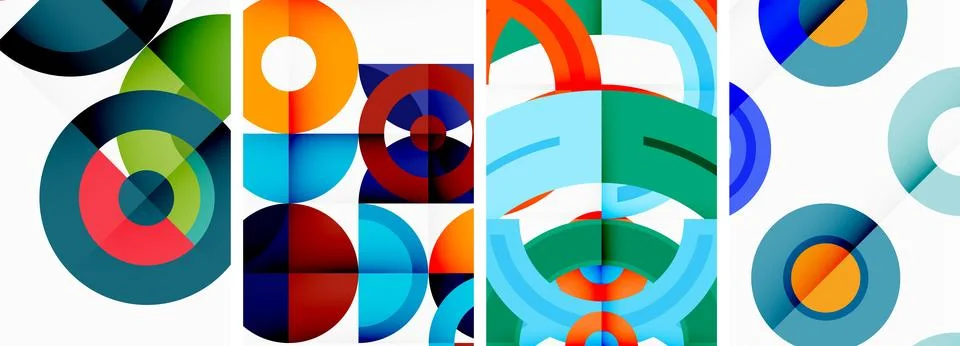 Round geometric elements and circles in background design for wallpaper Stock Illustration