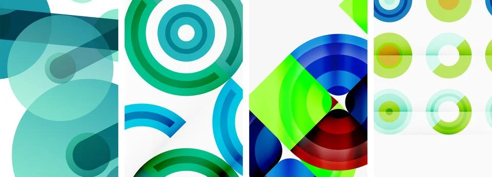 Round geometric elements and circles in background design for wallpaper Stock Illustration