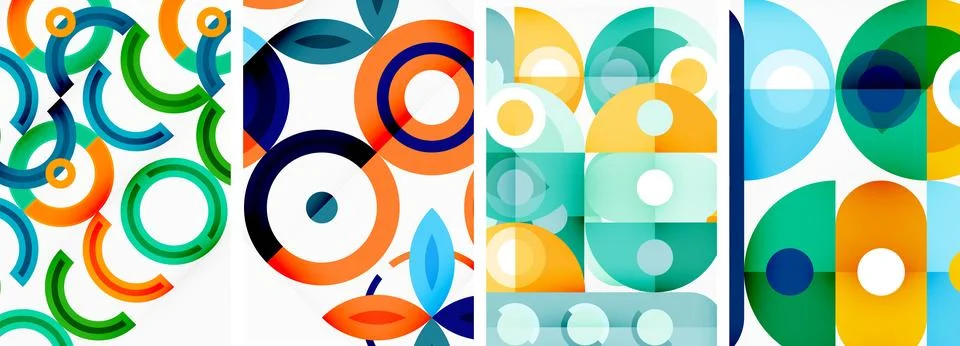 Round geometric elements and circles in background design for wallpaper Stock Illustration