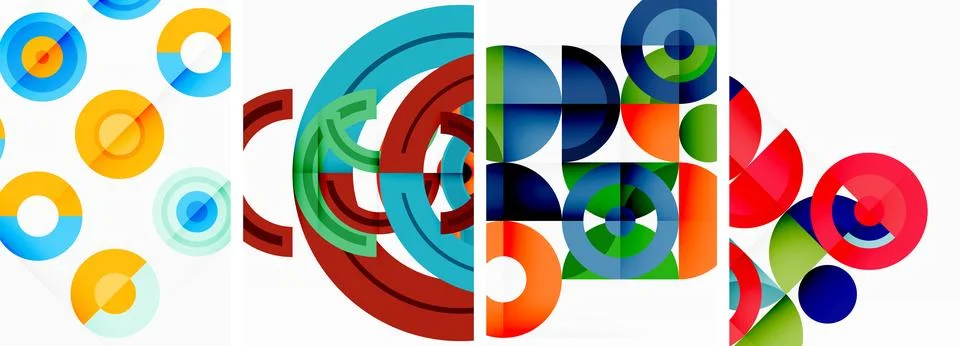 Round geometric elements and circles in background design for wallpaper Stock Illustration