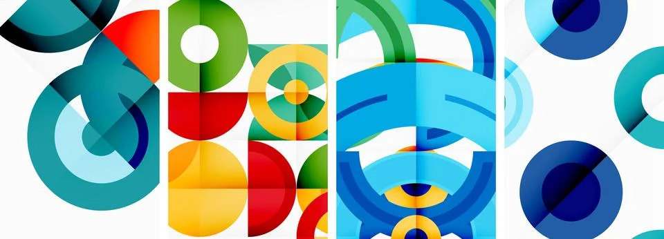 Round geometric elements and circles in background design for wallpaper Stock Illustration