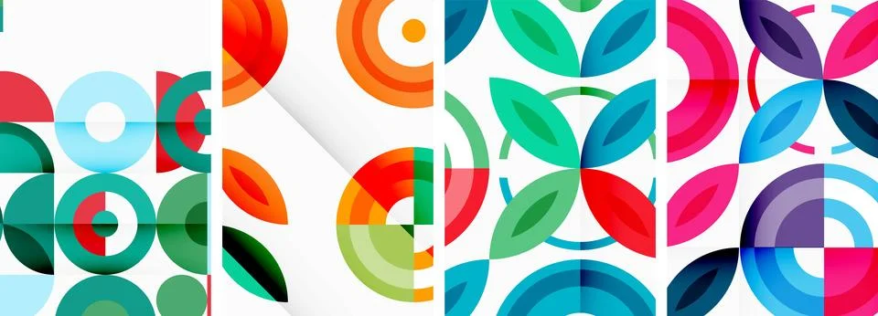 Round geometric elements and circles in background design for wallpaper Stock Illustration