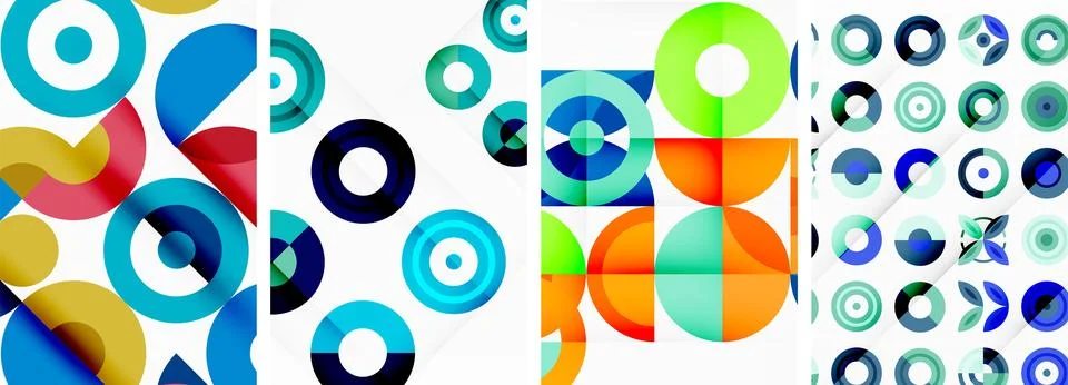 Round geometric elements and circles in background design for wallpaper Illustrazione stock