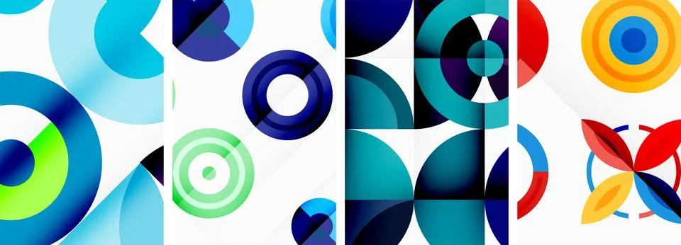 Round geometric elements and circles in background design for wallpaper Stock Illustration