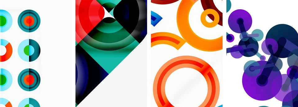 Round geometric elements and circles in background design for wallpaper Stock Illustration