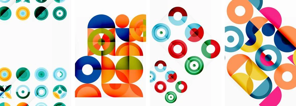 Round geometric elements and circles in background design for wallpaper Stock Illustration