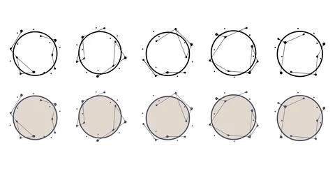 Round geometric frames in hand drawn style. Abstract templates for titles or  Stock Illustration