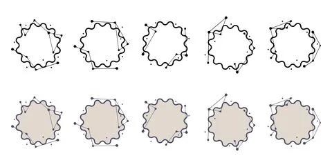 Round geometric frames in hand drawn style. Abstract templates for titles or  Stock Illustration