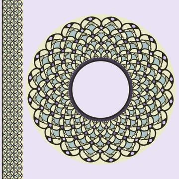 A round geometric ornament for tea or coffee porcelain plate Stock Illustration