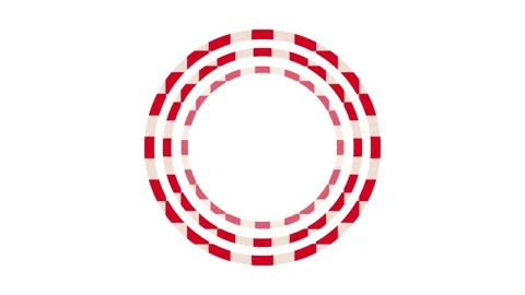 Round geometric pattern with red and white square animation video Stock Footage 345029863