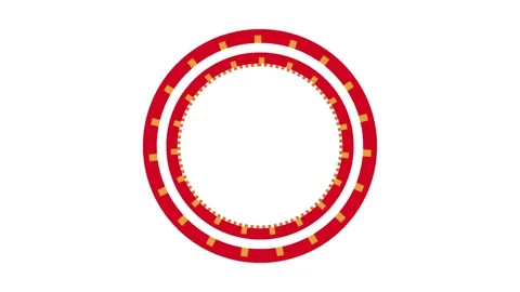 Round geometric pattern with red and yellow line animation video Stock Footage 345029867