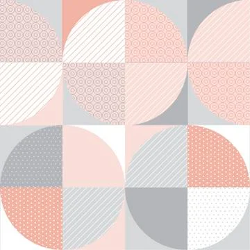 Round geometric textured seamless pattern. Pale rosy and gray repeatable moti Stock Illustration