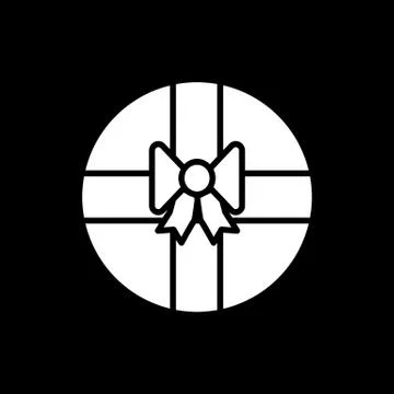 Round gift box with bow solid icon. Present with ribbon vector illustration 스톡 일러스트