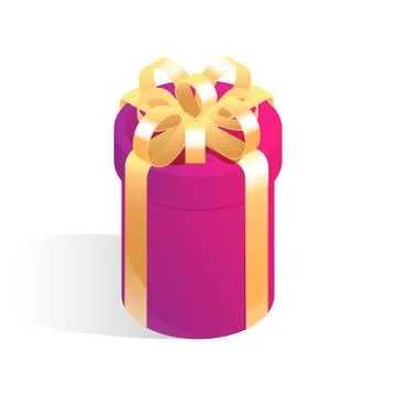 Round gift box. Isometric vector icon isolated on white background. Stock Illustration