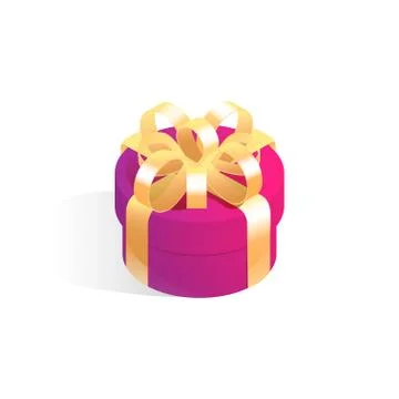 Round gift box. Isometric vector icon isolated on white background. Stock Illustration