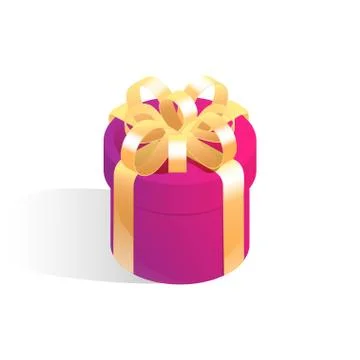 Round gift box. Isometric vector icon isolated on white background. Stock Illustration
