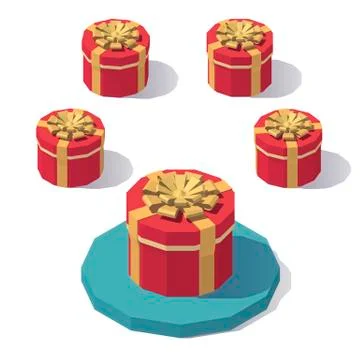 Round gift box with lid Stock Illustration