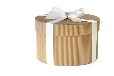 Round gift box Stock Photos