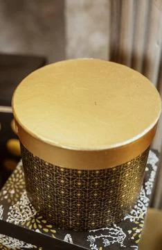 Round gift box Stock Photos