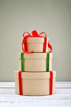 Round gift boxes Stock Photos