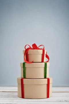 Round gift boxes Stock Photos