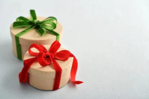Round gift boxes Stock Photos