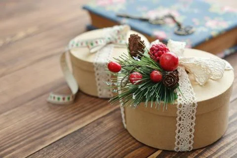 Round gift boxes Stock Photos