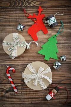 Round gift boxes Stock Photos