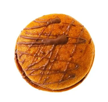 Round gingerbread cookie on white background Foto stock