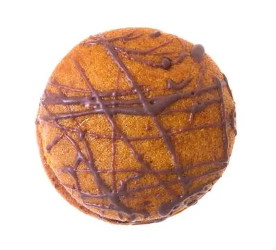 Round gingerbread cookie on white background Stock Photos