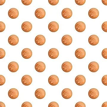 Round gingerbread cookies forming a repeating seamless pattern Stock Illustration