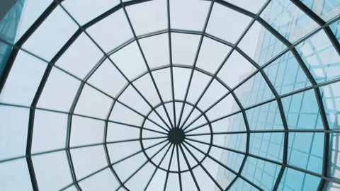 Round glass ceiling in the building Stock Footage 272323491