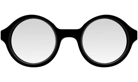 Round glasses in a black frame with optical lenses - dioptries Stock Illustration