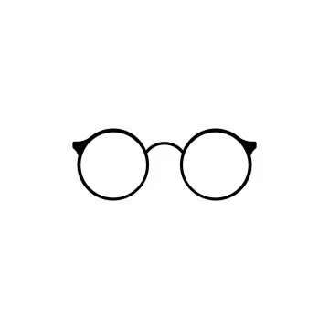 Round glasses with black frame. Transparent accessory to protect eyes Stock Illustration