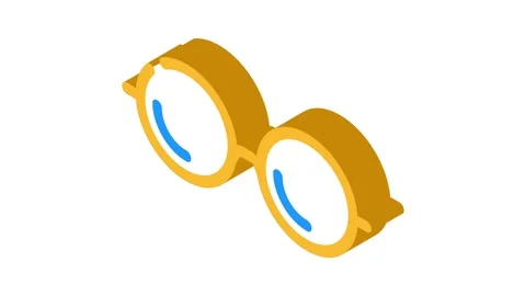 Round glasses optical isometric icon animation Stock Footage 327295840