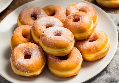 Round Glazed Donuts on table. Stock Photos