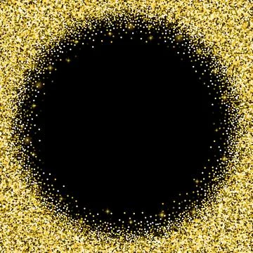 Round glitter gold frame with sparkles Stock Illustration