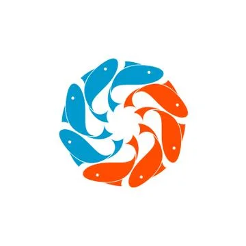 Round Globe fish logo white background illustartion design Stock Illustration