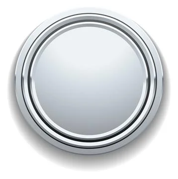 Round glossy button. Aluminum circle. Metal panel Ilustração Stock