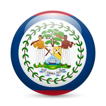 Round glossy icon of Belize Stock Illustration