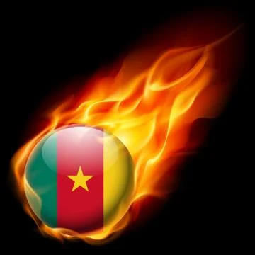Round glossy icon of Cameroon Stock Illustration