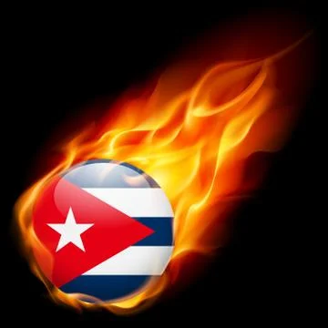 Round glossy icon of Cuba Stock Illustration