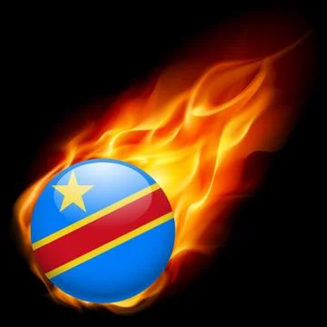 Round glossy icon of DR Congo Stock Illustration